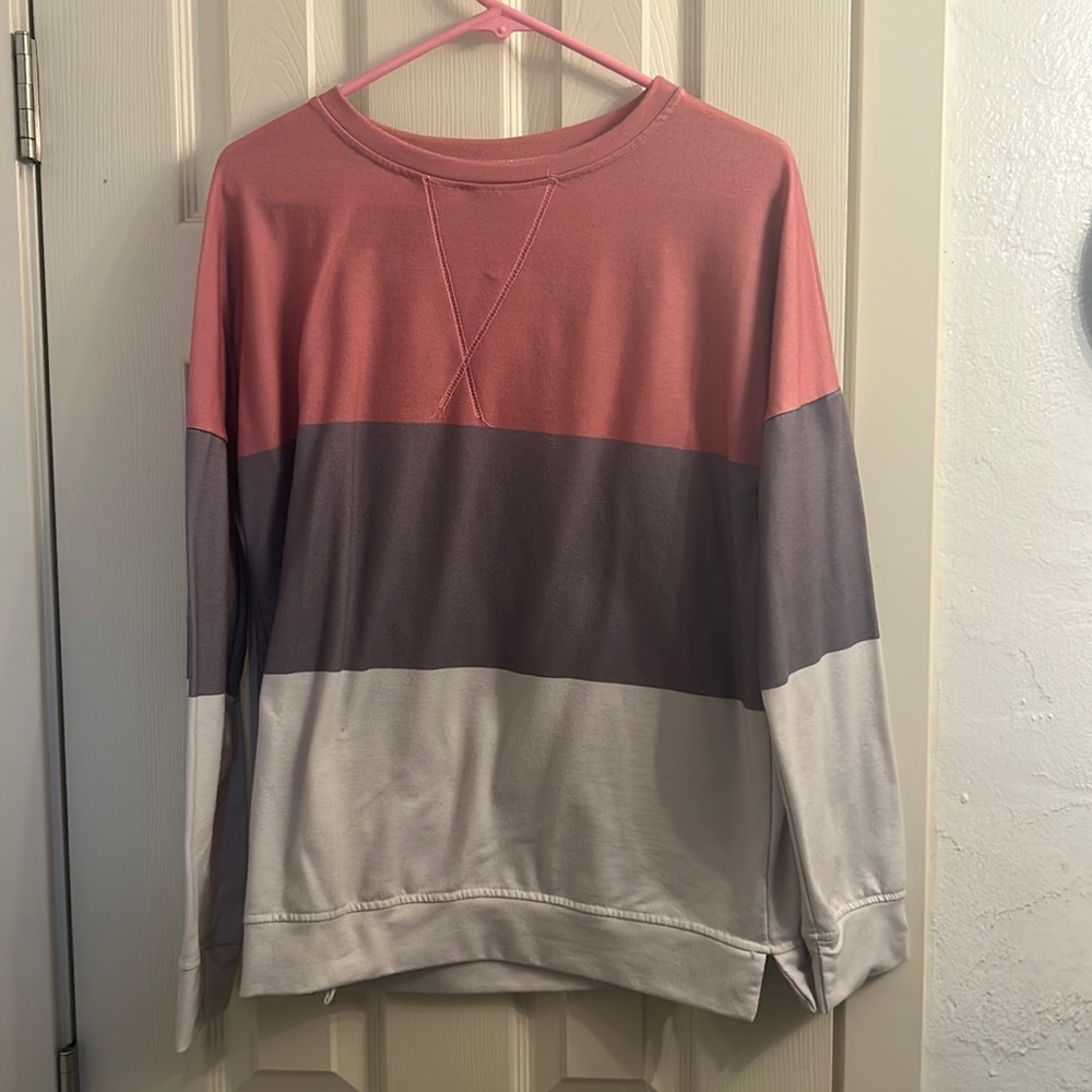 Medium long sleeve Multicolored-pink, gray & white